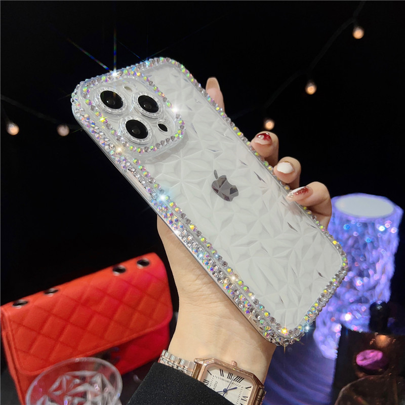 Protective Diamond Pattern Silicone Glitter Case